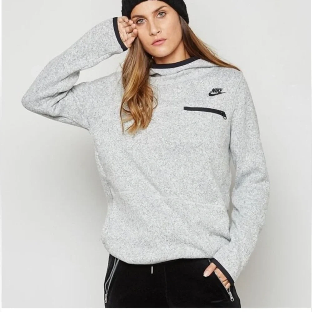 Nike Women's Sportswear Summit Hoodie Medium light gray black trim athlesure - Picture 2 of 11